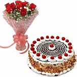 Red Roses in a special packing with Butterscotch Cake Eggless