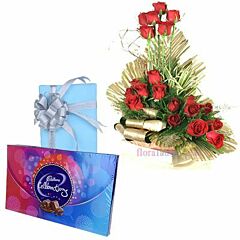 Cadbury Celebrations Chocolate box with red roses in a basket
