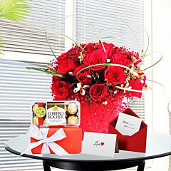 Arrangement of Red Roses with Ferrero Rocher