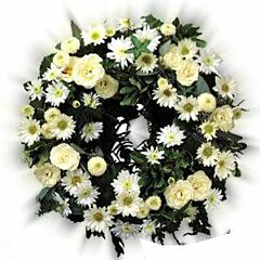 Wreath of White Roses and Carnations