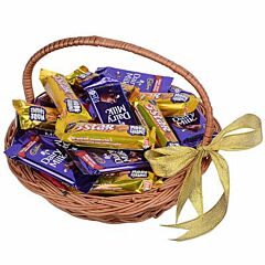 Assorted Chocolates bars in a basket