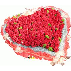 Heart shape arrangement of 200 red roses