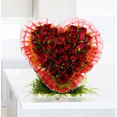 Heart Shape Arrangement of 40 Red Roses