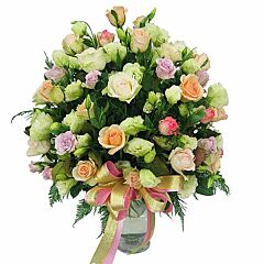 Pastel Color Roses in a Vase