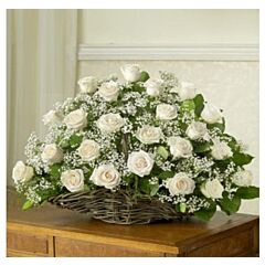 Basket Arrangement of 40 White Roses